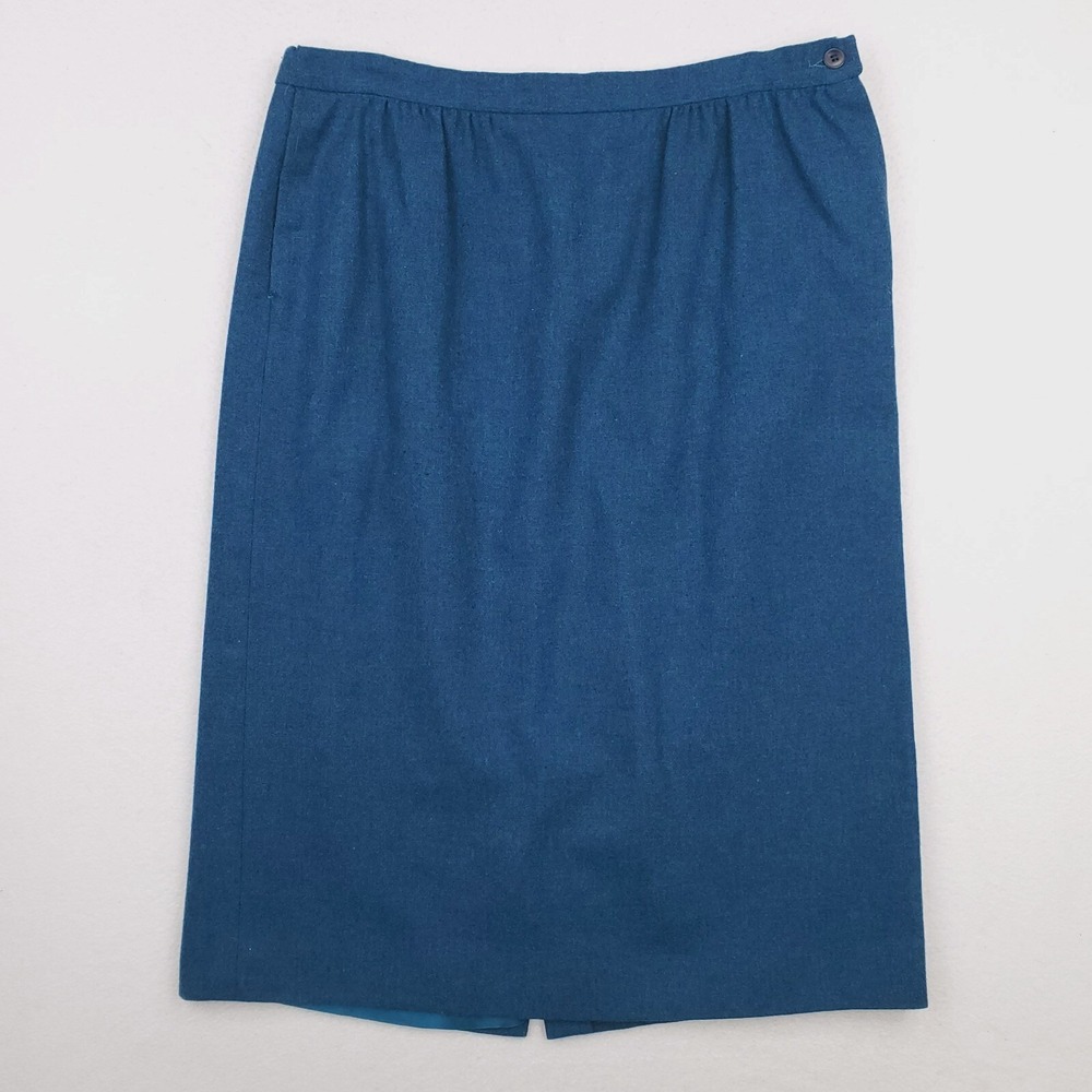 Vintage‎ Pendleton Skirt Womens 16 Blue Wool Straight Pencil Lined USA MADE